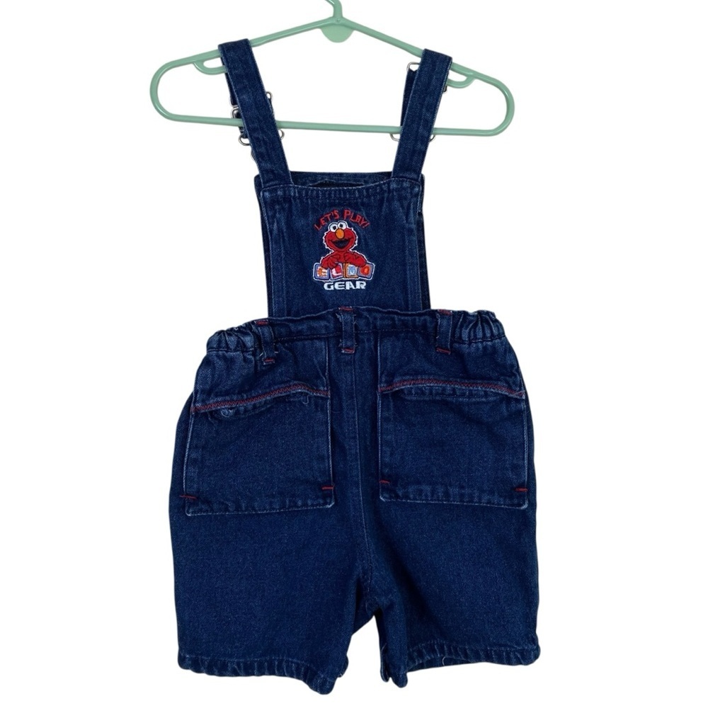Sesame Street Baby Sz 18 mo Vintage 90s Denim Bib Style Shortalls Overalls - Picture 7 of 16